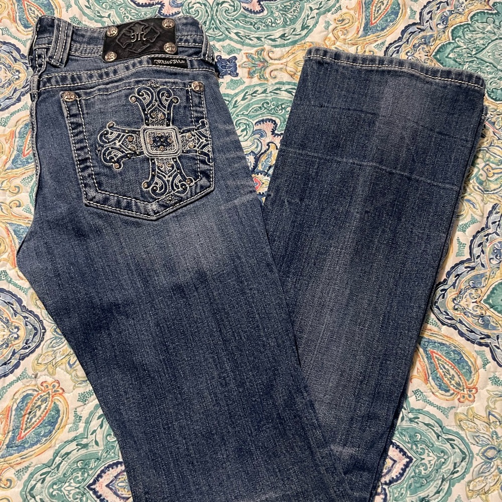 Miss Me Cross Blue Embellished Women's Jeans